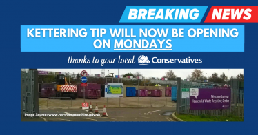 Kettering Conservatives have been able to secure Monday openings at Kettering Household Recycling Centre on your behalf.